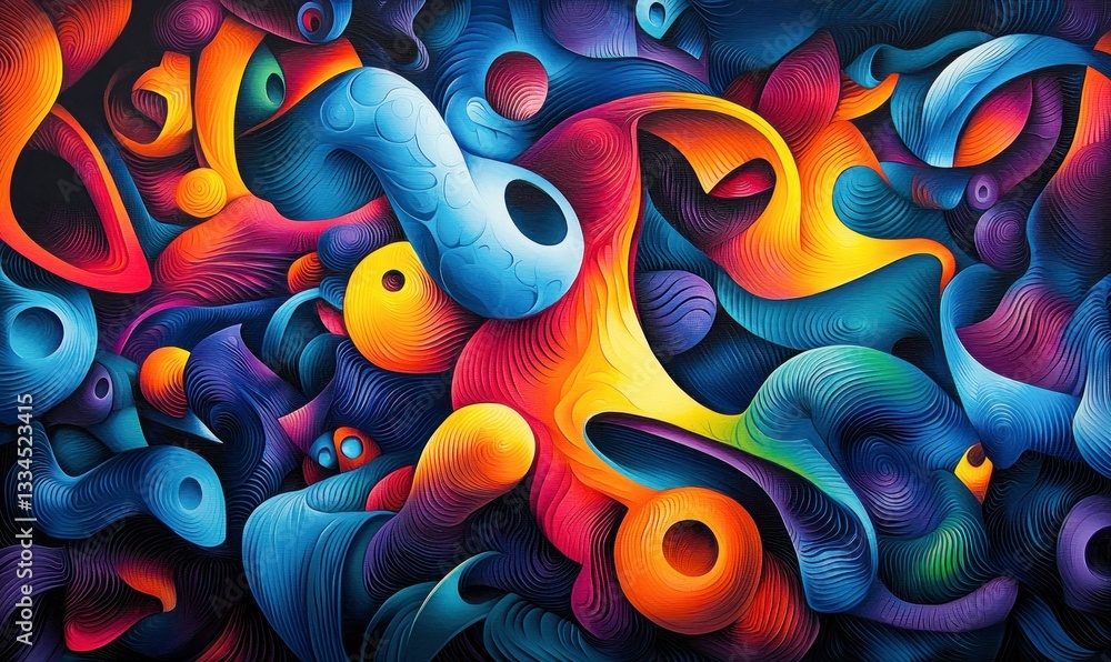 Poster an explosion of vibrant colors and shapes creates a mesmerizing abstract artwork with fluid lines an