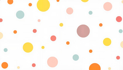 Cheerful pastel polka dots on white background, playful baby decor