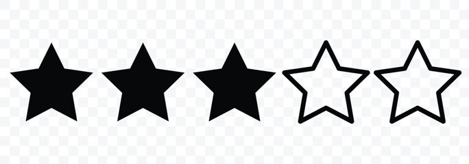 3 out of 5 stars rating. Three stars rating. Client positive feedback stars sign for web and app design. Customer feedback concept. 