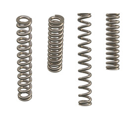 Set coil spring twisted, metal industrial coil isolated. Metal spring isolated on transparency...