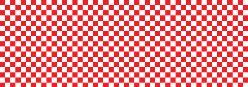 Transparent grid seamless pattern background. Red and white checkboard background. Vintage checkered color geometric texture. Red and white chess pattern. Abstract checkered checkerboard for game. 