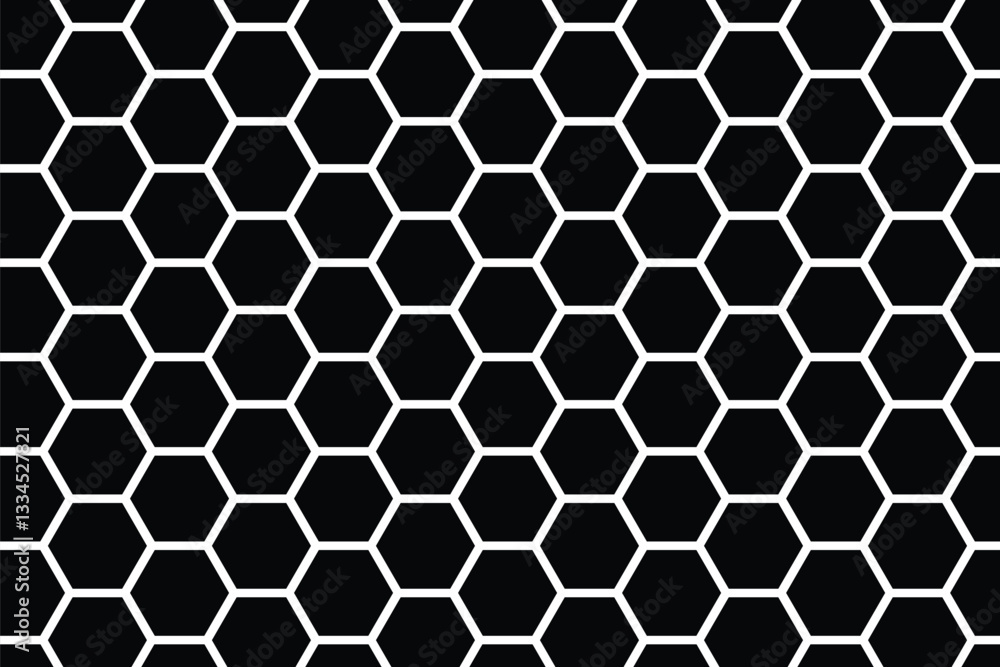 Poster abstract seamless black double outline hexagon pattern vector. geometric digital technology polygon 