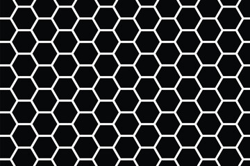 Abstract seamless black double outline hexagon pattern vector. Geometric digital technology polygon science vintage square mosaic and web cover business texture. Honeycomb pattern background texture. 