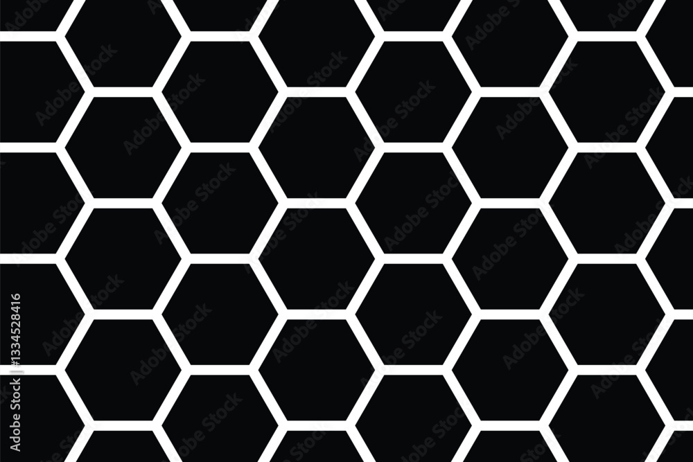 Poster abstract seamless black double outline hexagon pattern vector. geometric digital technology polygon 
