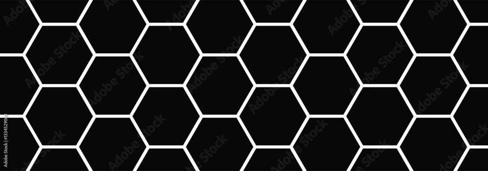 Poster abstract seamless black double outline hexagon pattern vector. geometric digital technology polygon 