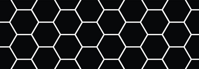 Abstract seamless black double outline hexagon pattern vector. Geometric digital technology polygon science vintage square mosaic and web cover business texture. Honeycomb pattern background texture. 