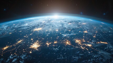 Obraz premium Lasers Shooting at Trash in Space