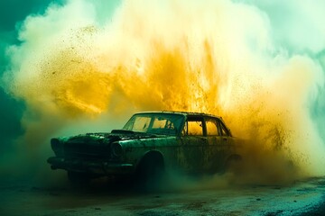 Metaphorical natural disasters physical senses, of fear and despair. Natural disasters - nightmares, bad dreams: abstract image of human state. Psychological fear. Surreal eerie nightmare.