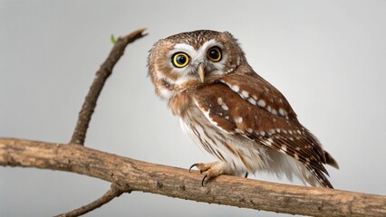 Fototapeta premium Elf Owl in full view on studio background