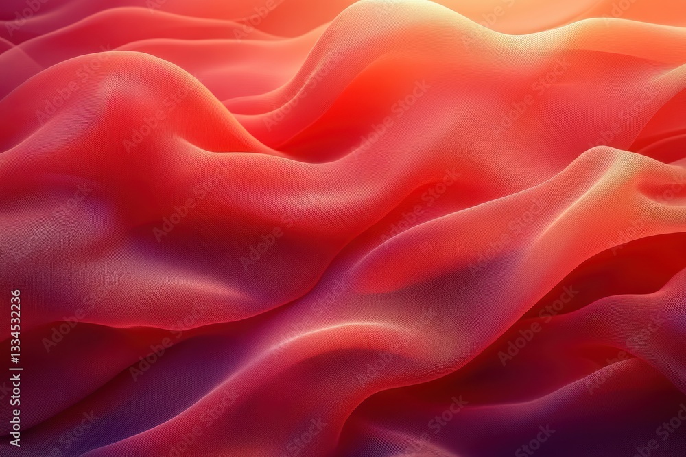 Aufkleber red abstract smooth satin fabric background with fluid wave and gradients for design
