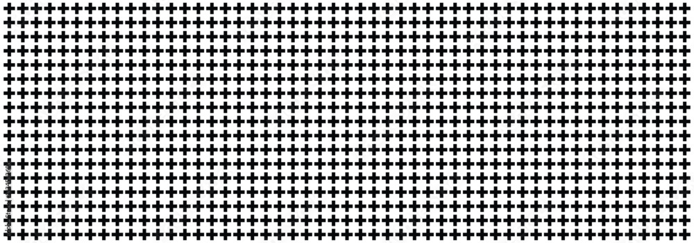 Poster seamless cross patterned texture. horizontal black halftone of cross and plus design for pattern and