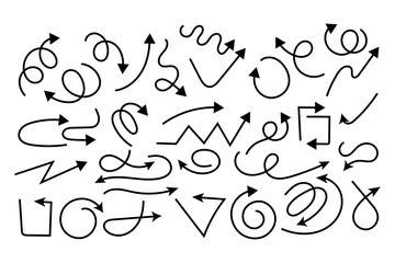 Arrow Hand Drawn Set Isolated Background.