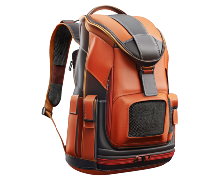 Sporty gym backpack with ventilated shoe compartment, designed for active lifestyles. Its vibrant orange and gray colors make it stylish and functional for workouts