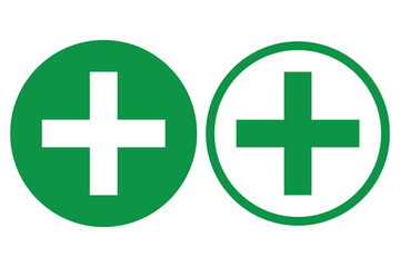 Fototapeta premium Green plus symbol. 1st aid symbol. Medical plus sign. Cross sign. Vector illustrator