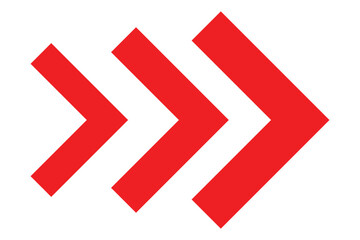 Red chevron arrows. Modern swipe buttons isolated on white background. Arrow swipe, social media scroll sign, slide. Chevrons pointing right direction. Vector illustration