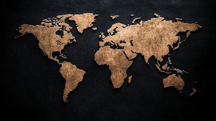 Vintage World Map  Sepia Tones  Aged Paper  Travel  Adventure