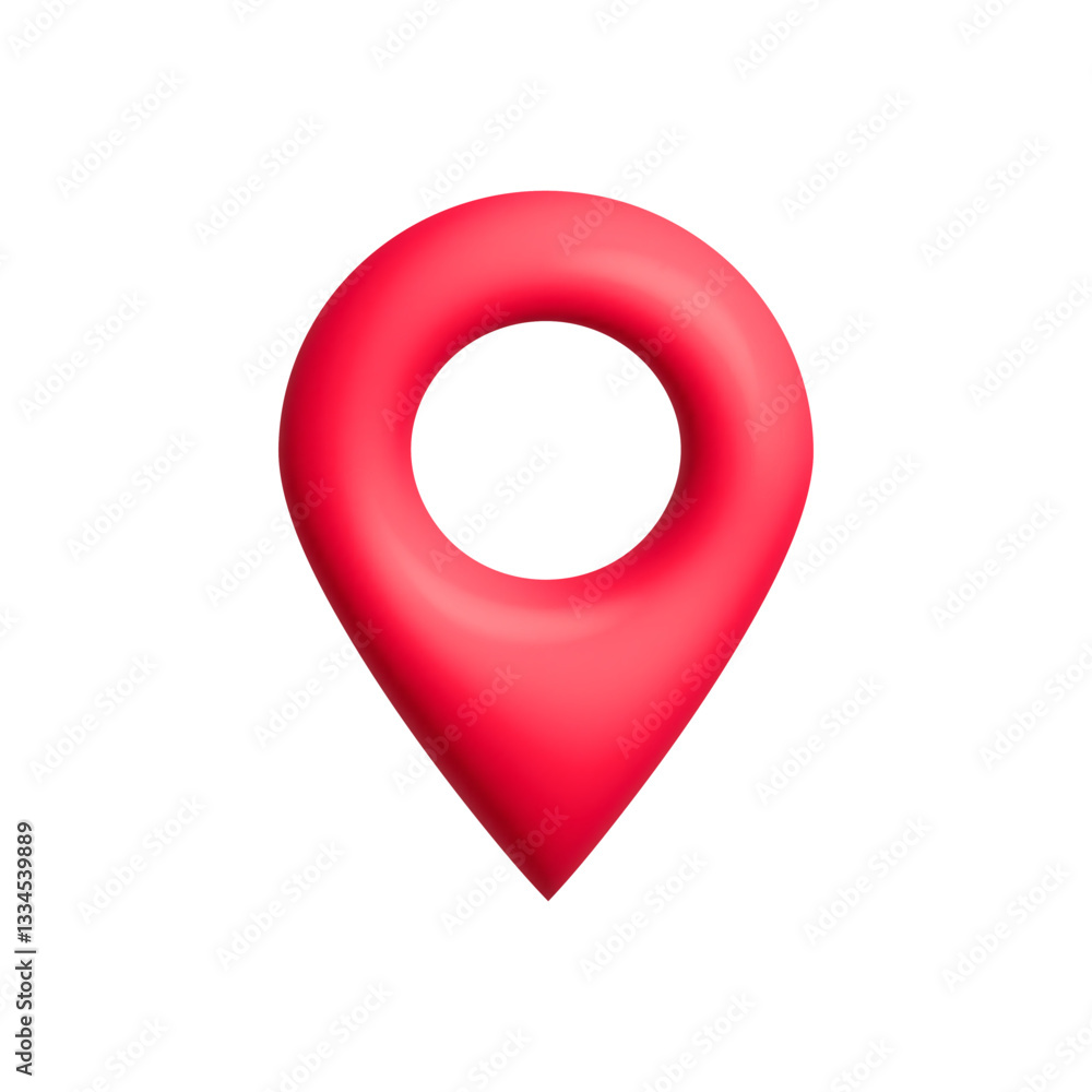 Poster simple bright red location pin icon with a circular center. the design is smooth and clear.