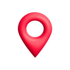 Simple bright red location pin icon with a circular center. the design is smooth and clear.