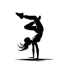 Breakdance girl performing a handstand