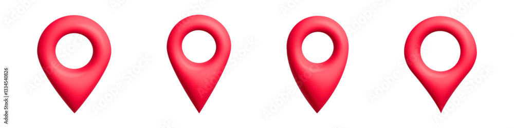 Poster bright red markers symbolize locations. ideal for mapping, navigation, or digital user interfaces.