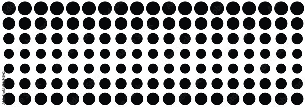 Poster dotted halftone gradient texture. vanishing polka dot background. horizontal seamless dotted pattern