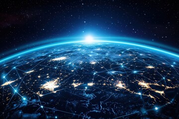 Modern Globe Powered by Blockchain Technology Showcasing Global Connectivity and Data Exchange Through Illuminated Networks