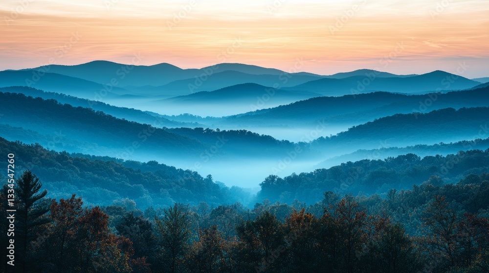 Poster light grayblue gradient background with mountains and abstract elements