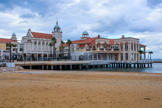 Building at seaside Momochi beach park landscape in Fukuoka Japan