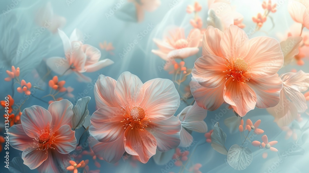 Poster light soft floral abstract background with minimalist decorative pattern