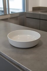 Empty White Ceramic Bowl on Modern Kitchen Counter
