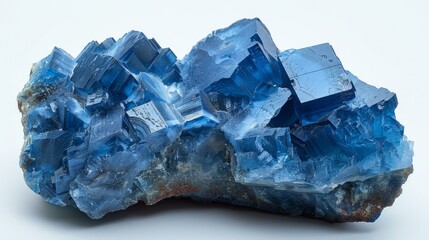 Obraz premium Linarite Piece on White Background, Isolated, 16:9 Aspect Ratio, High-Resolution Image