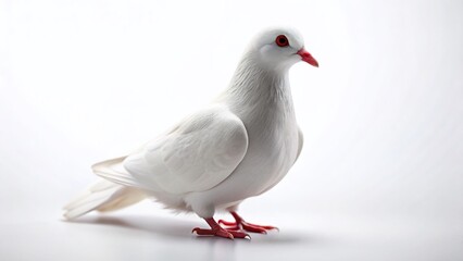 Miniature White Dove, Isolated on White Background, Tilt-Shift Photography