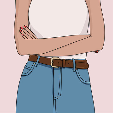 Closeup of a Confident Young Woman in a Casual Outfit with the Arms Crossed