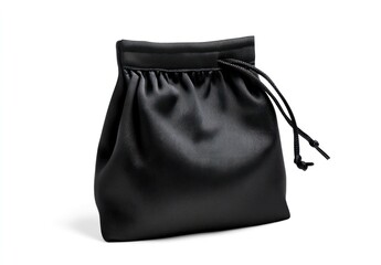 Black Drawstring Pouch Isolated on White Background for Accessories or Jewelry