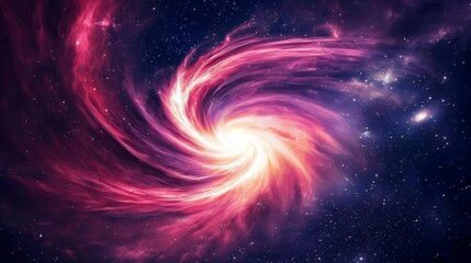 Obraz premium Long Exposure Image Depicts a Detailed Spiral Nebula Galaxy with Vibrant Red and Purple Swirling Clouds of Gas and Dust Amidst a Starry Night Sky