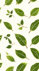 Lush green bay leaves forming an intricate pattern with rich textures and vibrant color variations in nature