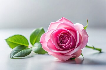 Minimalist Peaceful Spring Roses: Soft Pink Blossoms on White Background
