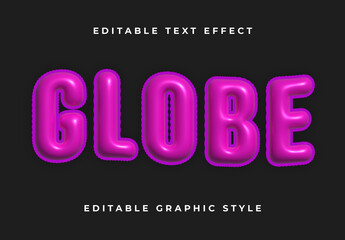 Pink And Black Puff Glossy Font Inflated Balloon Text Effect