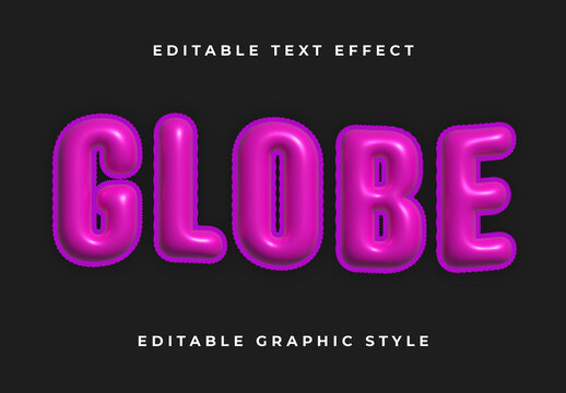 Pink And Black Puff Glossy Font Inflated Balloon Text Effect