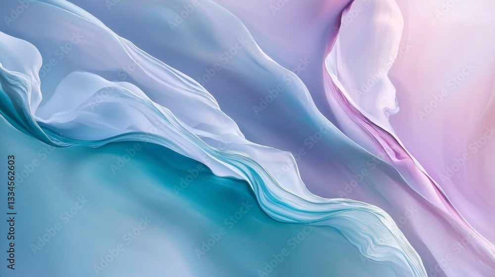 Poster flowing pastel colors blend seamlessly, creating a dreamy and elegant abstract background with a sof