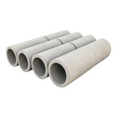 Concrete pipes arranged in set, showcasing their cylindrical shape and texture. Ideal for construction and industrial projects