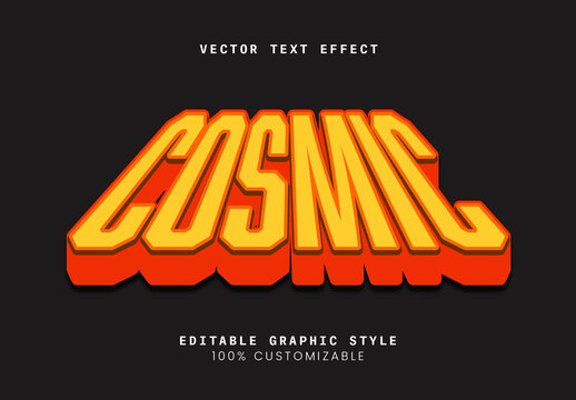 Yellow And Orange Bold Font 3D Extruded Space Text Effect