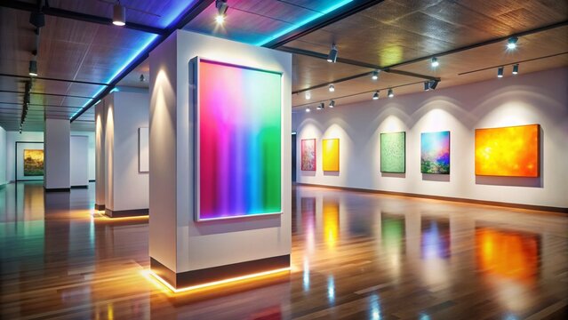 Modern Lit-up Gallery Sign Mockup - Spacious Interior Design