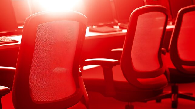 Red chairs in computer lab - Powered by Adobe