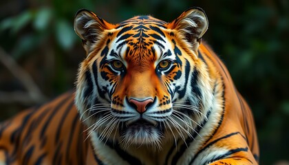 Obraz premium Close-Up of Fierce Tiger Face in Wild