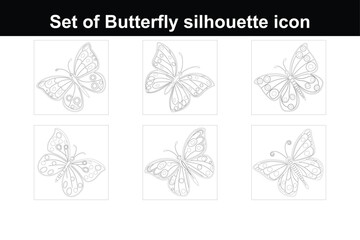 Set of butterfly silhouette icon