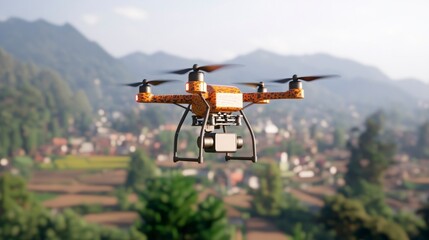 Drone Delivery Service  Aerial View of Package Delivery over Scenic Landscape
