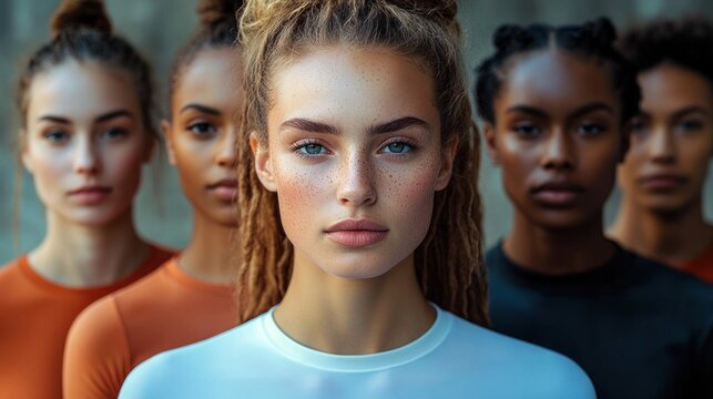 Diverse Young Athletes Posing Together Outdoors with Confidence and Camaraderie in a Unified Sports Team