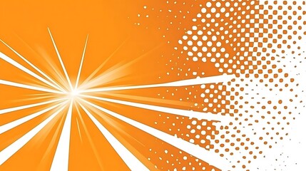 Obraz premium Radiant Abstract Orange Background with Halftone Dots and Bursting Light