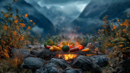  campfire with vegetables